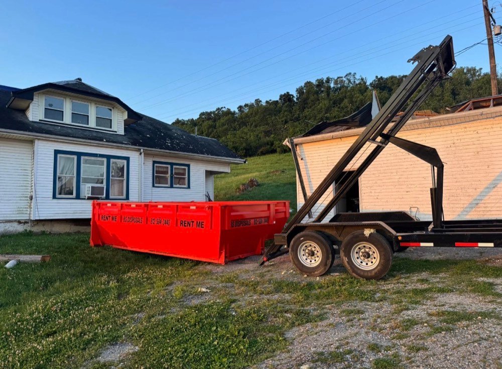 Dump trailer placed at a rural Moores Hill home