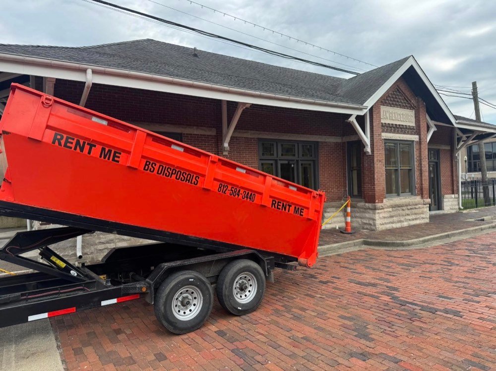 Dumpster delivery in downtown Lawrenceburg