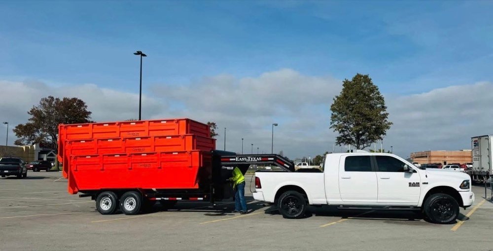 BS Disposals trailers staged and ready with crew member